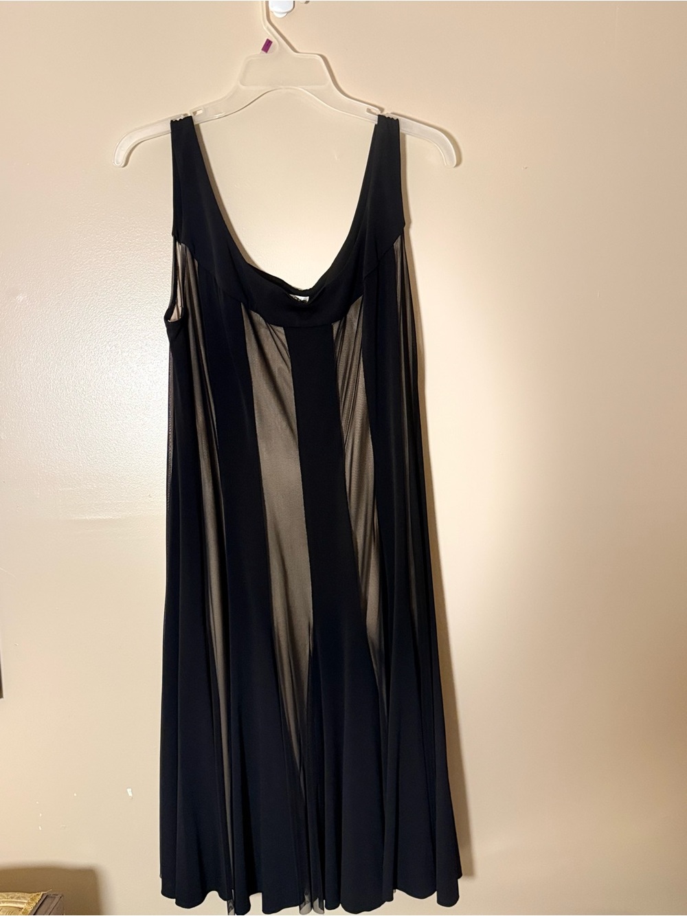 Maggy London Black Mesh-Panel Midi Dress - Picture 1 of 2